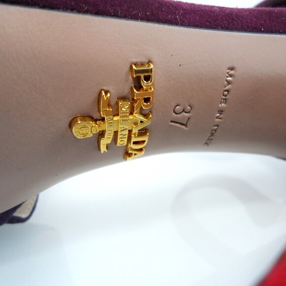 NIB$990 Collection Prada Patchwork d’Orsay Ankle Strap Platform Heels Vintage 37 - Picture 15 of 16